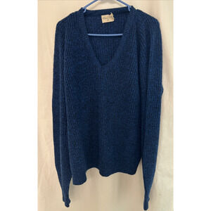 VTG Mens Store Mens Size 2XL Blue Dad V-neck Sweater 100% Acrylic USA Made